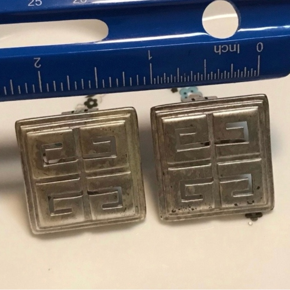 Vintage Statement Givenchy Silver Tone Large Logo… - image 8